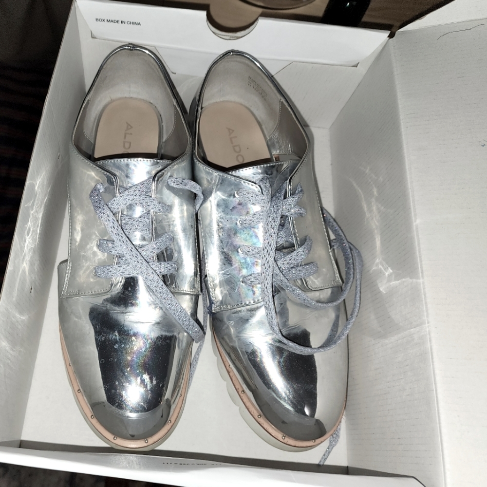 Silver Aldo loafers size 11